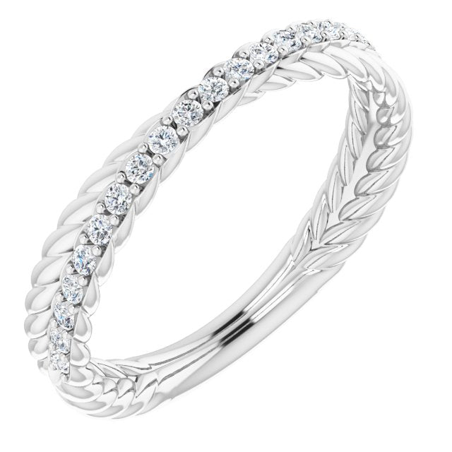 Rope Pattern Round Diamond Wedding Band Criss Cross Ring-VIRABYANI
